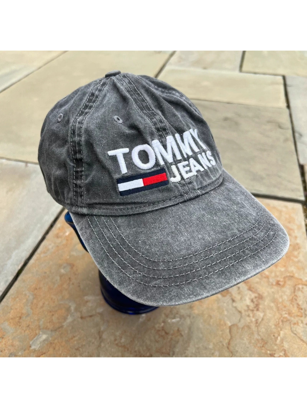 Tommy Hilfiger Washed Black Strapback Dad Hat